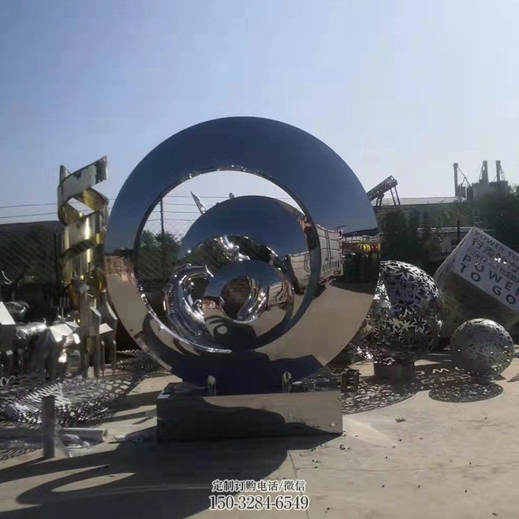 步行街圓環(huán)雕塑，鍛造景觀雕塑，鏤空方式