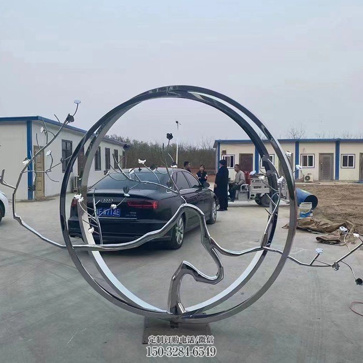 圓環(huán)雕塑，鏤空景觀雕塑，抽象效果
