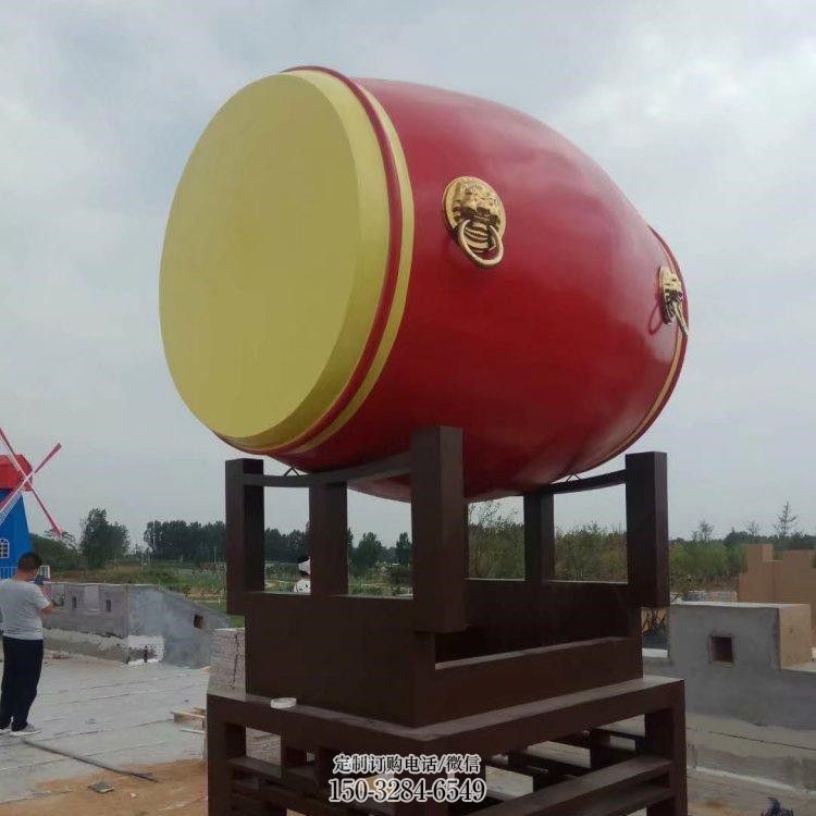 大鼓雕塑，公園地標(biāo)雕塑，不銹鋼烤漆雕塑制作