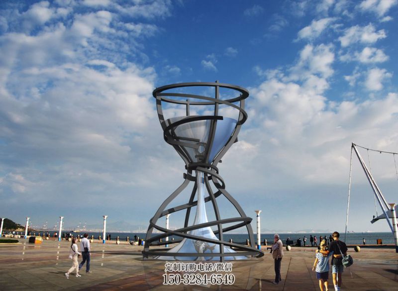 幾何沙漏雕塑 發(fā)光公園雕塑 大門口漏斗雕塑