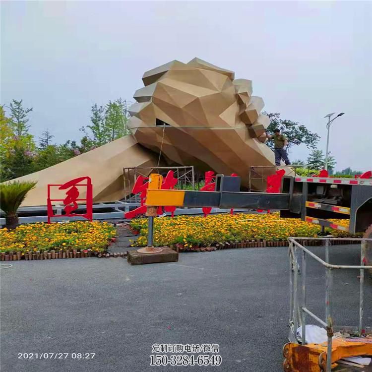 幾何握手雕塑 發(fā)光公園誠(chéng)信雕塑 大門口雕塑