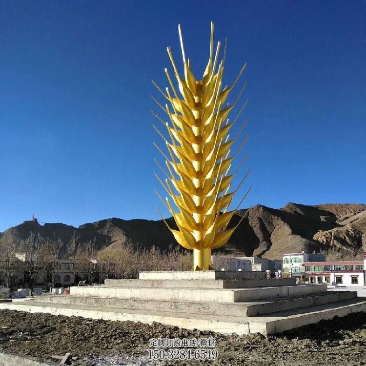 麥穗景觀雕塑，農(nóng)作物標(biāo)識雕塑，不銹鋼城市植物雕塑