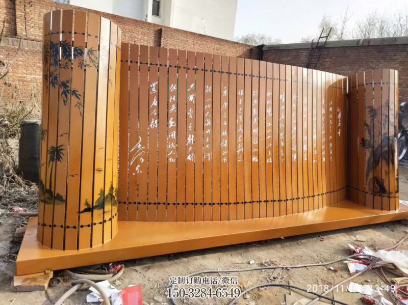 噴漆竹簡雕塑 中式村口標(biāo)識(shí)雕塑 草地書本雕塑