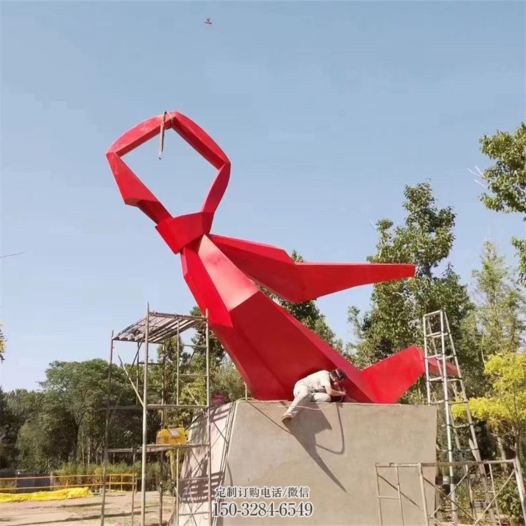 校園標(biāo)識雕塑，紅領(lǐng)巾雕塑，不銹鋼烤漆工藝雕塑